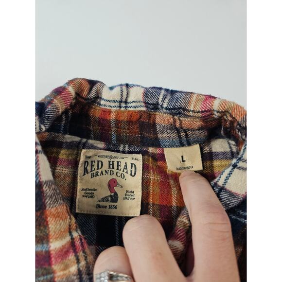 Red head size large L lumberjack brown EUC Flannel button up winter warm men's ^ - Picture 5 of 7